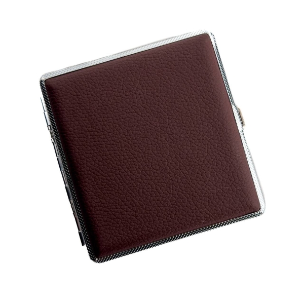 Портсигар 2-18 на 20 сигарет шкірзам коричневий