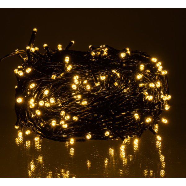 Гірлянда Нитка вулична 300 LED 30 м від мережі чорна нитка, жовтий new