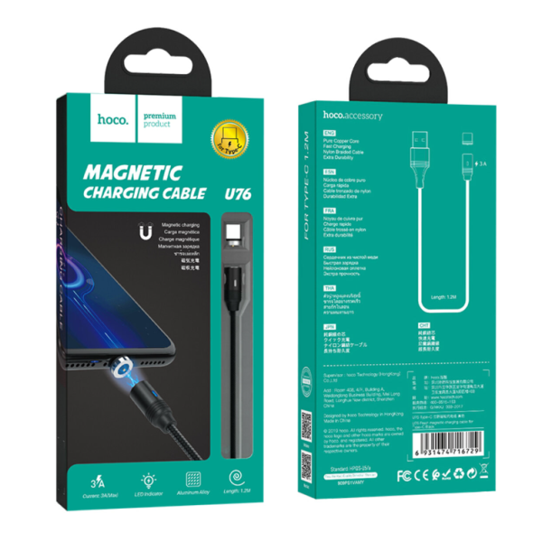 / Кабель HOCO U76 Fresh magnetic charging cable for Type-C Black new