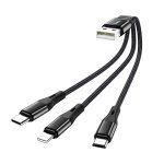 Кабель 3в1 USB/Apple Lightning+Type-C+microUSB 0.25 м Hoco X47 чорний