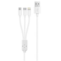 Кабель 3в1 USB/Apple Lightning+Type-C+microUSB 1 м WUW X179 2 A білий
