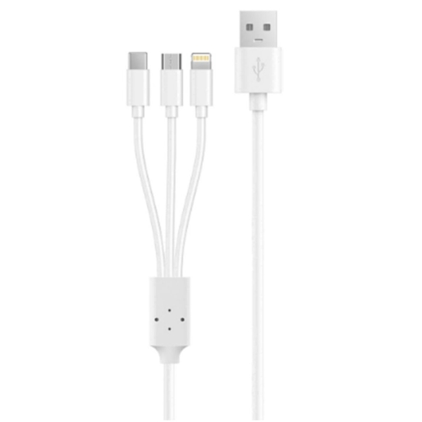 Кабель 3в1 USB/Apple Lightning+Type-C+microUSB 1 м WUW X179 2 A білий