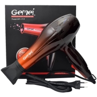 Фен з іонізацією Gemei GM-1719 1800 Вт чорний з помаранчевим