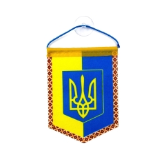 Вимпел Герб України вертикальний 9 х 12 см на присосці жовтий з блакитним