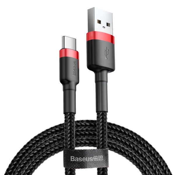 Кабель USB/Type-C 0.5 м Baseus Cafule 3 А чорний з червоним