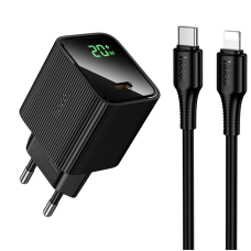 Мережевий зарядний пристрій з кабелем HOCO CS82A Excellent single port PD20W charger with digital di