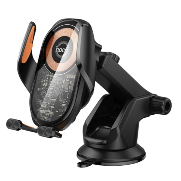 Автотримач для телефона з БЗП HOCO HW34 Blue whale 3-axis linkage wireless fast charging car holder new