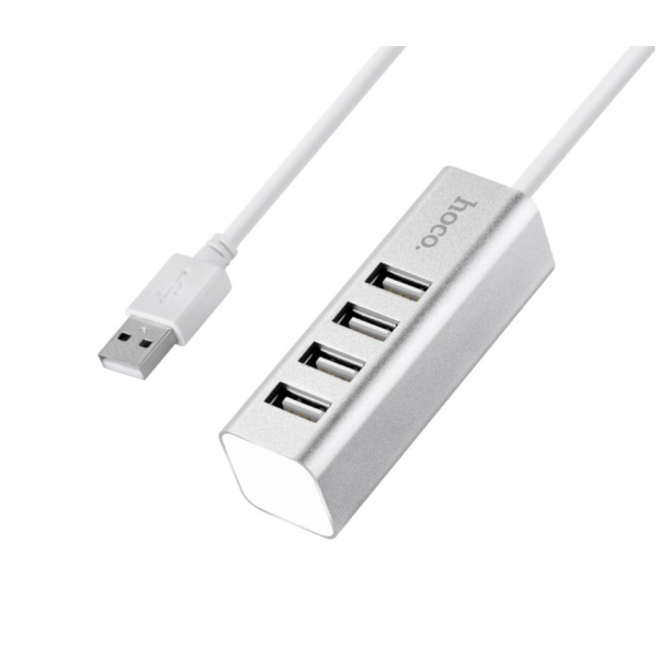 USB-хаб зовнішній 4 порти HOCO HB1 0.8 м сріблястий