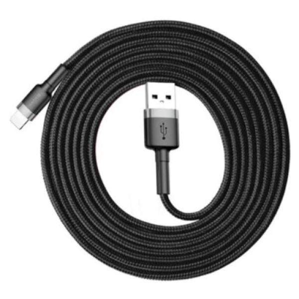 Кабель USB/Apple Lightning 2 м Baseus Cafule Cable 1.5 А чорний зі сріблястим