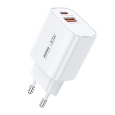 Мережевий зарядний пристрій REMAX GaN Fast Charging Charger A+C U187-AC30W EU new