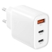 Зарядний пристрій з кабелем 2хType-C+USB/Apple Lightning 1 м XO L117 45 W білий