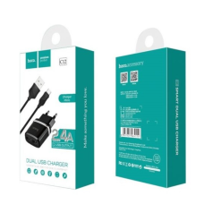 / Мережевий зарядний пристрій HOCO C12 Smart dual USB (Micro cable)charger set Black new