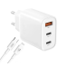 Зарядний пристрій з кабелем 2хType-C+USB/Apple Lightning 1 м XO L117 45 W білий