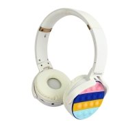 Навушники дитячі бездротові накладні POP IT Rainbow Headset 950BT FM MP3 Bluetooth білий