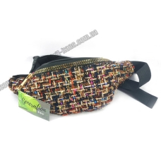 / Сумка-бананка Шанель жіноча, текстильна, молодіжна, на пояс, з металевою блискавкою, кольоровий