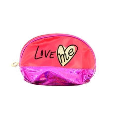 / Косметичка полукруглая Love me комбинированая 23*12*6,5см фиол,малин,пудра,тиффани