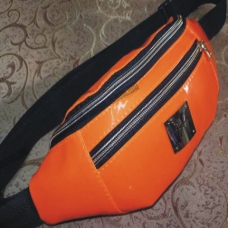 / Сумка-бананка жіноча, шкір-зам, глянцева, спортивна, на пояс, помаранчева