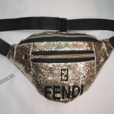 / Сумка-бананка FEN жіноча, глянцева, молодіжна, двошарова, на пояс, золотий