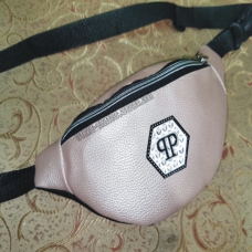 / Сумка-бананка жіноча, шкір-зам, спортивна, на пояс, рожево-золотий