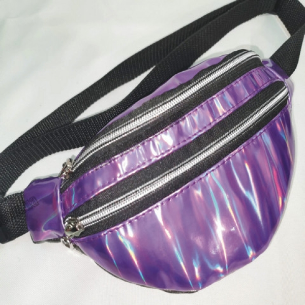 / Сумка-бананка жіноча, глянець, молодіжна, на пояс, фіолетовий