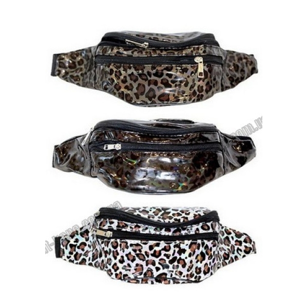 / Сумка ремінь на 3 блискавки з підкладкою в основному відсіку, чорний №1, сірий 2, голографічний сріб