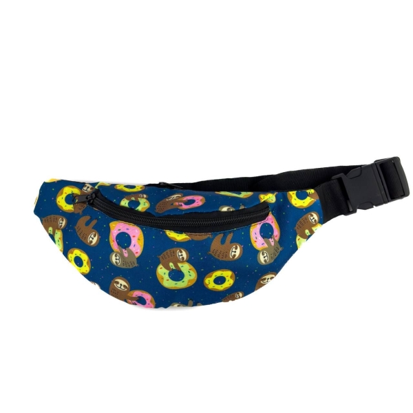 Сумка-бананка дитяча поясна Пончики 27 х 14 х 5 см текстиль синій з чорним
