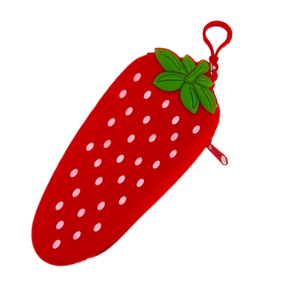 Пенал-косметичка Kidis Полуничка силікон 19 х 9.5 см червоний