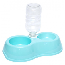 Миска пластикова подвійна для домашніх тварин 28*6см CC-18 блакитний new