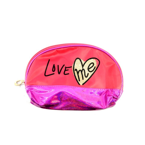 / Косметичка полукруглая Love me комбинированая 23*12*6,5см фиол,малин,пудра,тиффани