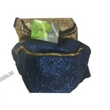 / Сумка-бананка жіноча, тканинна, молодіжна, блискуча, синій