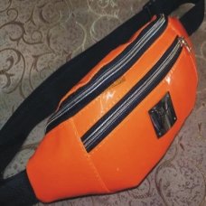 / Сумка-бананка жіноча, шкір-зам, глянцева, спортивна, на пояс, помаранчева