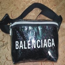 / Сумка-бананка Balenciaga жіноча, молодіжна, глянцева, двошарова, на пояс, чорний