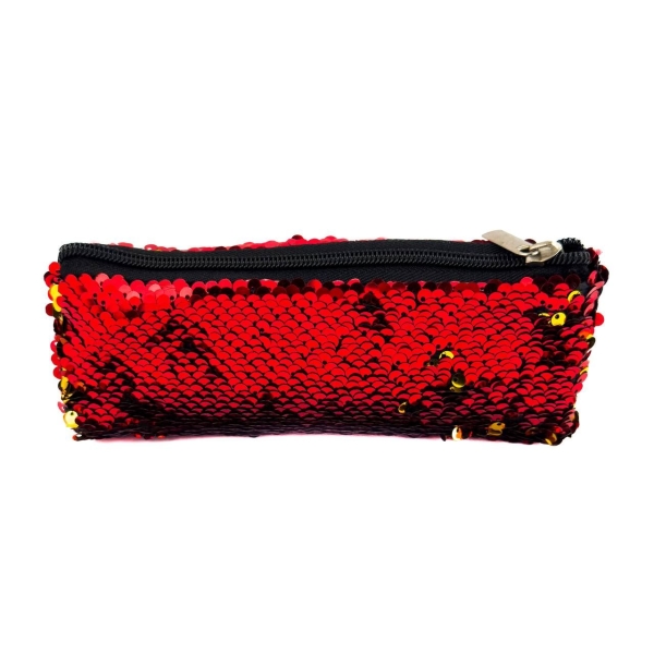 Пенал-косметичка Kidis двосторонні паєтки 19.5 х 7.5 см червоний з золотистим