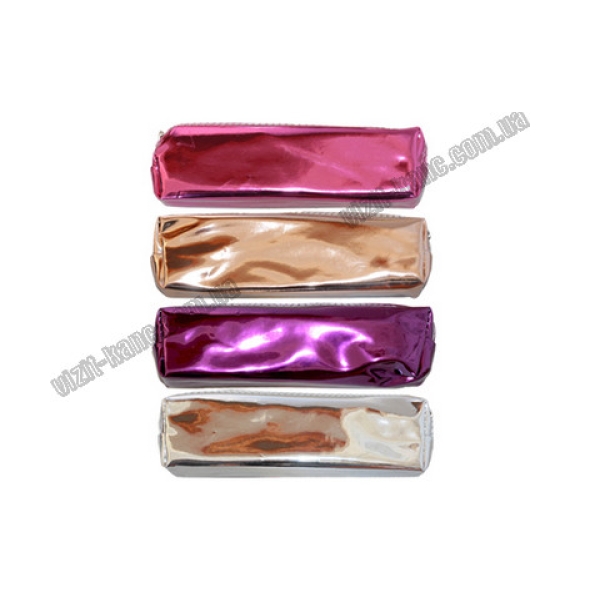 / Пенал-косметичка з металізованого пвх, блискавка в колір пенала Срібло, малиновий. Бронзовий, фіолет