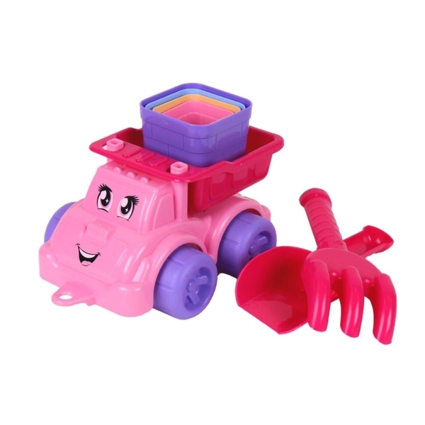 Іграшковий набір для піску Машинка 7 предметів Technok Toys 7051 рожевий