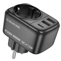 Мережевий фільтр BOROFONE BAC14 Wide 1-socket wall outlet (1C2A) (EU/GER) Black new