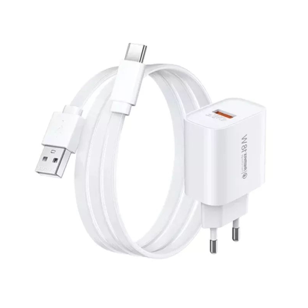Мережевий зарядний пристрій з кабелем REMAX Kiddy 18W Charger+ Cable Set RP-U119 EU-A-C new