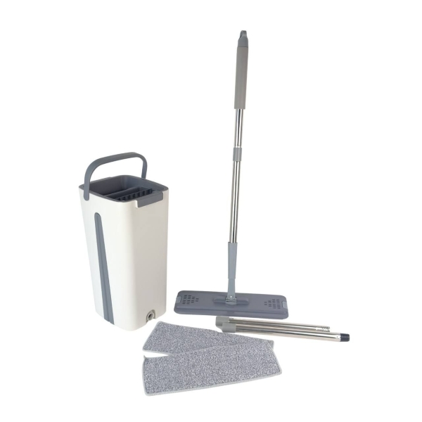 Швабра для миття підлоги 120 х 33 см Hand Free Cleaning Mop з відром автоматичний віджим сірий