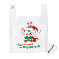 Пакет майка Велпакс "Мішка" (400+85х2)х600 мм З ЛОГО 50 мкм прозорий new