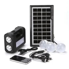 Ліхтар-прожектор сонячна станція GD 8017 з лампами та повербанк 3.8 Вт 5000 мАг чорний