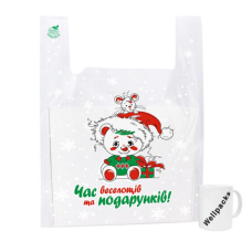 Пакет майка Велпакс "Мішка" (400+85х2)х600 мм З ЛОГО 50 мкм прозорий new