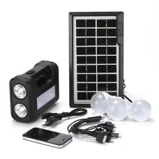 Ліхтар-прожектор сонячна станція GD 8017 з лампами та повербанк 3.8 Вт 5000 мАг чорний