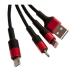Кабель 3в1 USB/Apple Lightning+Type-C+microUSB 1 м Hoco X26 Xpress чорний з червоним