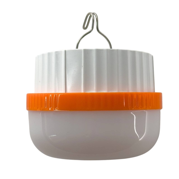 Ліхтар-лампа кемпінговий акумуляторний портативний з сонячною панеллю білий з помаранчевим