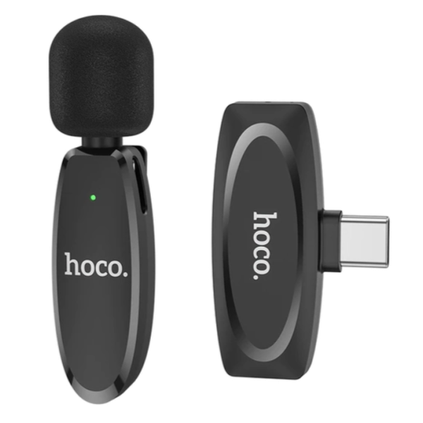 Мікрофон конденсаторний петличний HOCO L15 Crystal Type-C для смартфона Bluetooth чорний