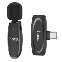 Мікрофон конденсаторний петличний HOCO L15 Crystal Type-C для смартфона Bluetooth чорний