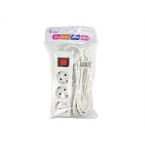/ Мережевий фільтр-подовжувач XH-03 3 розетки, 3 м, із заземленням, білий