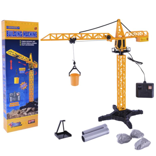 Підйомний кран на радіокеруванні 55 см 1562 рухомі деталі жовтий