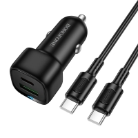 Автомобільний зарядний пристрій з кабелем Type-C+USB/Type-C BOROFONE BZ34B Cloud 38 W чорний