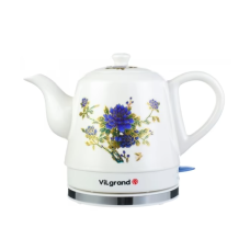 Електрочайник Vilgrand VC412F кераміка з термомалюнком 1.2 л білий
